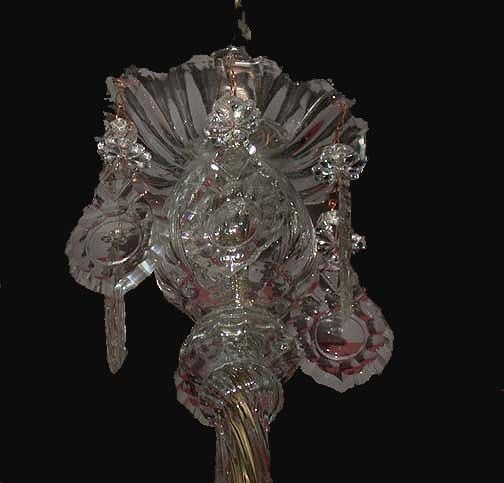 Swedish Baltic 18th Century Crystal and Gilded Iron Candle Chandelier For Sale