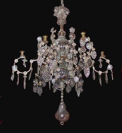 Hand-Crafted Baltic 18th Century Crystal and Gilded Iron Candle Chandelier For Sale