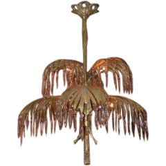 Art  Deco Gilt  Bronze Six  Arm  Palm Tree  Chandelier