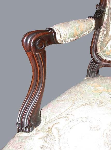English Pair of Victorian Walnut Open Armchairs
