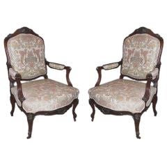 Pair of Victorian Walnut Open Armchairs 4