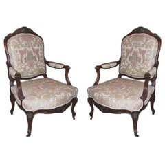 Pareja de sillones abiertos victorianos de nogal