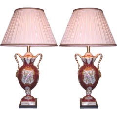 Pair of Porcelain de Paris Vases Fitted as Lamps