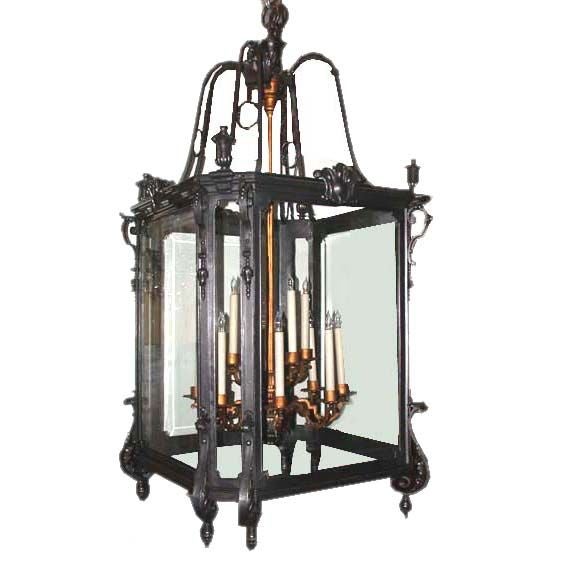 Large Louis XV Style Wrought Iron Lantern For Sale