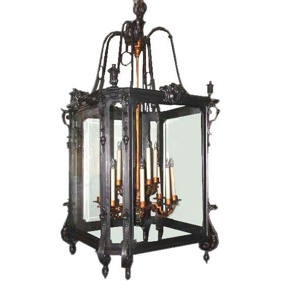 Large Louis XV Style Wrought Iron Lantern