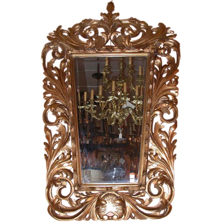 Italian Giltwood  Baroque Mirror For Sale