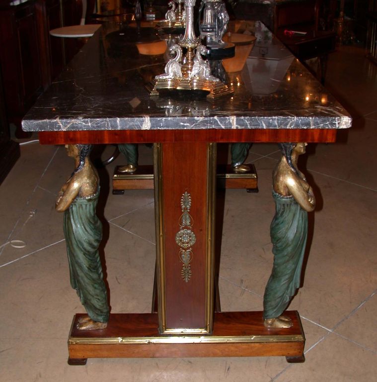  Napoleon 111 Empire Style Mahogany and Gilt Bronze Centre Table  In Good Condition For Sale In Montreal, QC