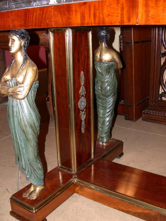 French Napoleon 111 Empire Style Mahogany and Gilt Bronze Centre Table For Sale