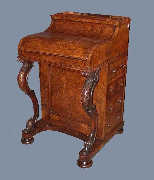 Victorian Harlequin Piano Top Walnut Davenport
