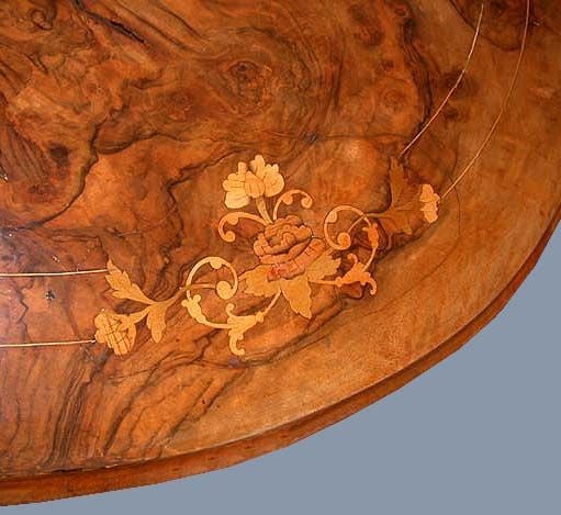 English Victorian Walnut and Marquetry Coffee Table