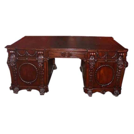  Chippendale Style Mahogany Partners Desk