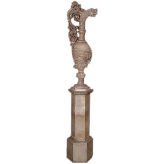 Early 20th Century Italian Alabaster Ewer Lamp on Stand For Sale