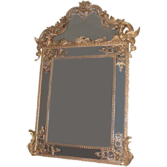 Regence Style Large Carved Giltwood Mirror 