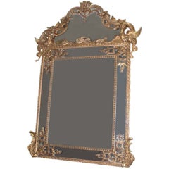 Regence Style Large Carved Giltwood Mirror