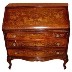 Dutch Mahogany and Marquetry  Drop Leaf  Desk