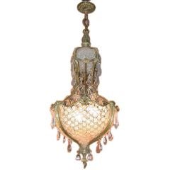 Louis XV Style Bronze and Crystal Basket Weave Chandelier 11