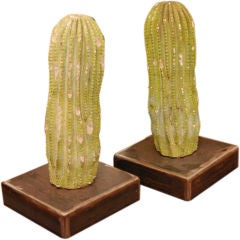 Vintage Decorative Cast and Painted Plaster Cactus
