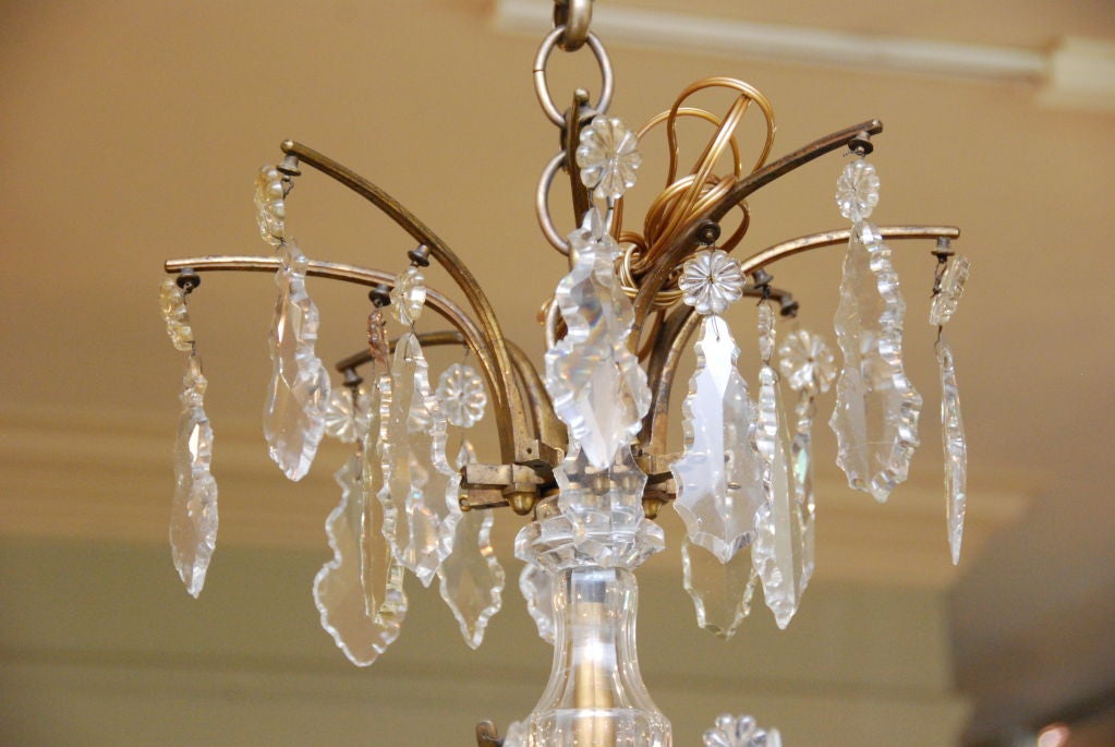 Neoclassic Style Gilt-Brass and Cut Glass Chandelier