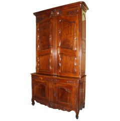 Louis XV Provincial Walnut Buffet A Deux Corps
