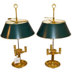 Pair of Gilt Bronze Bouillotte Lamps