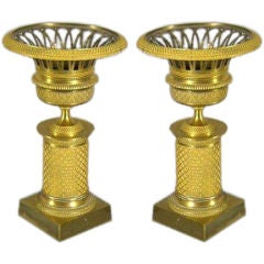 Pair of Gilt Metal Urns