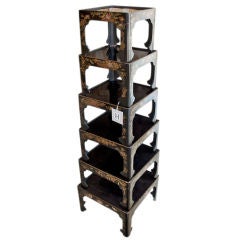 Set of 6 Black Lacquer Stacking Tables