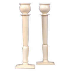 Pair of Art Deco Ivory Candlesticks