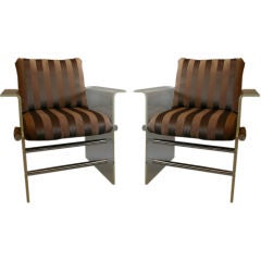 Pair of Lucite and Metal Arm Chairs