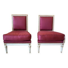 Vintage Pair of Maison Jansen Louis XVI Style Petite Boudoir Side Chairs