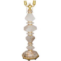 Louis XVI Style Gilt-Bronze Mounted Rock Crystal 2-Light Lamp