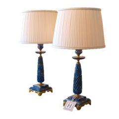 Rare Pair of Lapis Lazuli Lamps