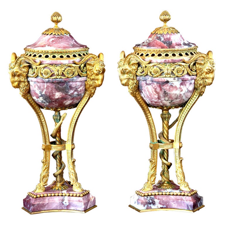 Pair of Louis XVI marble Perfume Burners For Sale