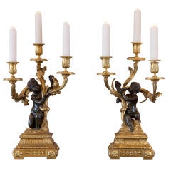 Magnificent French Patinated Bronze Candelabra