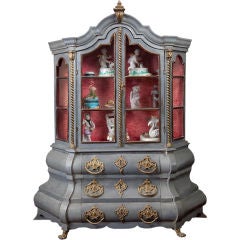 Antique Minature Dutch Tole Display Cabinet