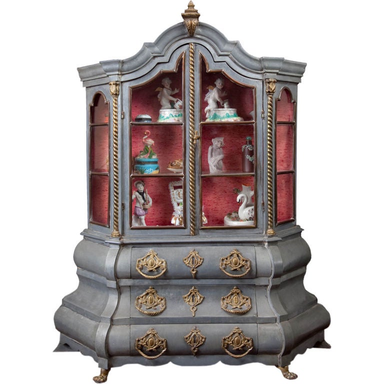Minature Dutch Tole Display Cabinet For Sale