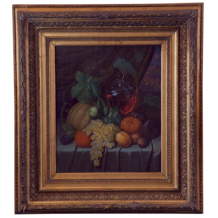 Charming 19th Century Oil on Canvas Still Life For Sale