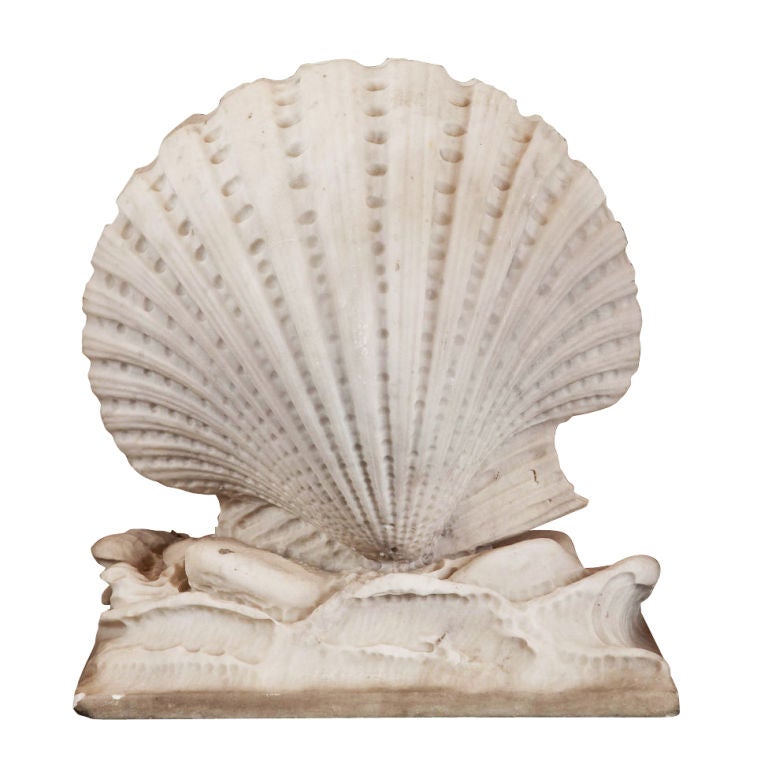 Wonderful Carrara Marble Clam Shell Vase For Sale