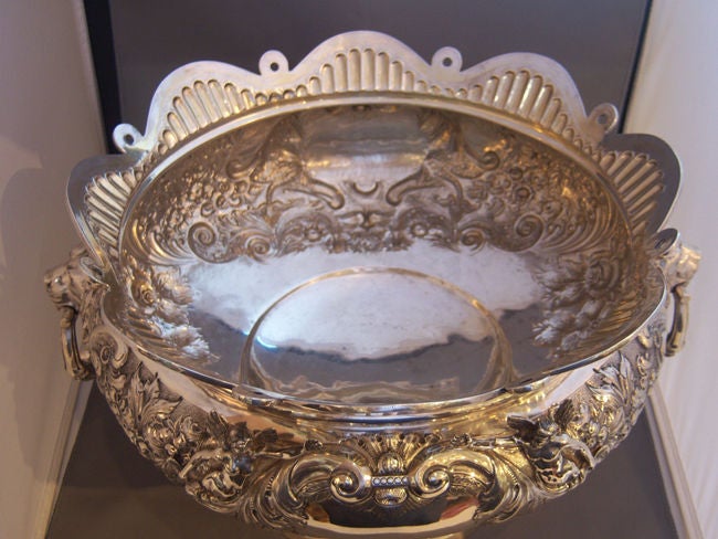 20th Century Exceptional Sterling Silver Armada Monteith Bowl For Sale