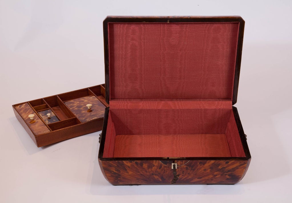 19th Century Exquisite French Tortoise Shell Sewing Box For Sale
