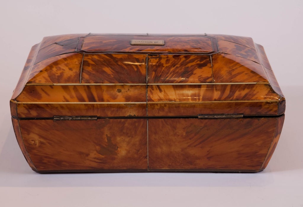 Exquisite French Tortoise Shell Sewing Box For Sale 1