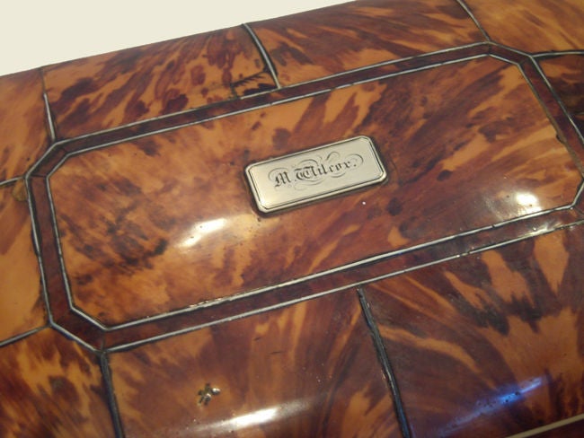 Exquisite French Tortoise Shell Sewing Box For Sale 2