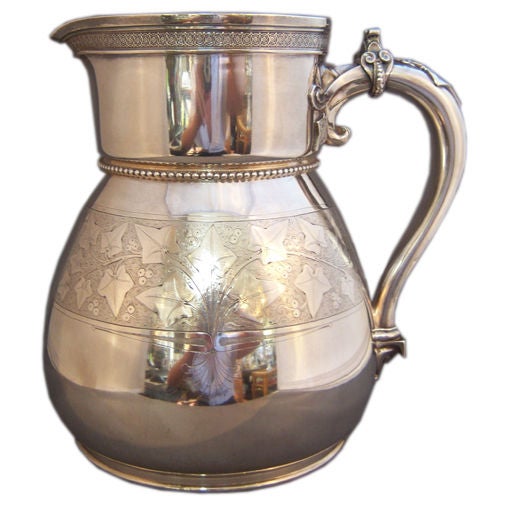 Sterling Silver Tiffany Ivy Decorated Water Pitcher For Sale