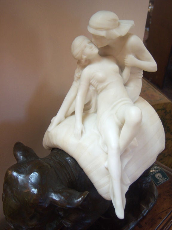 Magnificent Art Deco Bronze and Alabaster Sculpture