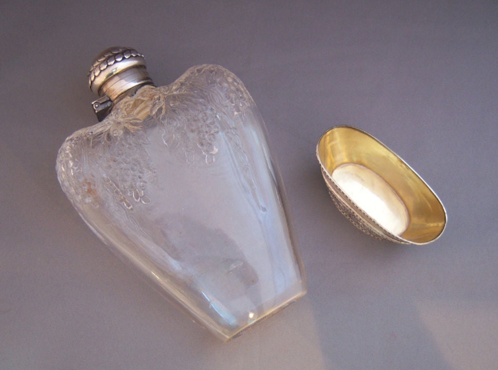 Rare and Unusual Tiffany & Co. Sterling and Crystal Flask For Sale 1