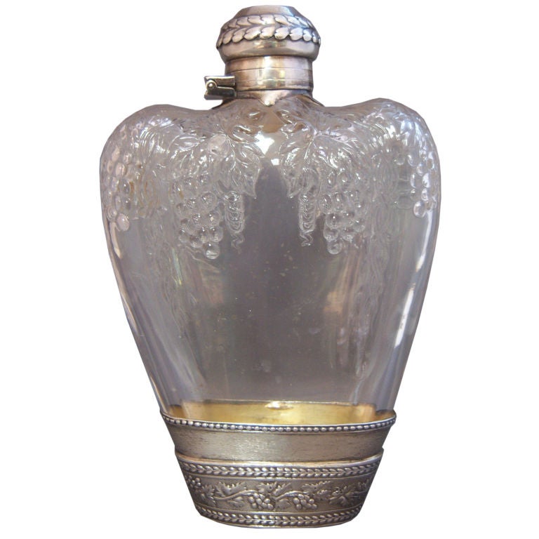 Rare and Unusual Tiffany & Co. Sterling and Crystal Flask For Sale