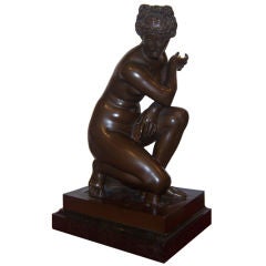 F Barbedienne Bronze Sculpture of Kneeling Nude