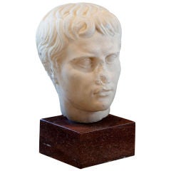 Antique Fabulous Marble Head of Young Roman Boy
