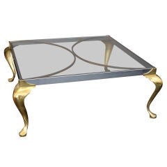 Brass Cabriole Leg Cocktail Table