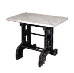 Antique Industrial Iron and Marble Table