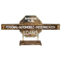 Lucite and Brass Banker's Promotional Loan Sign